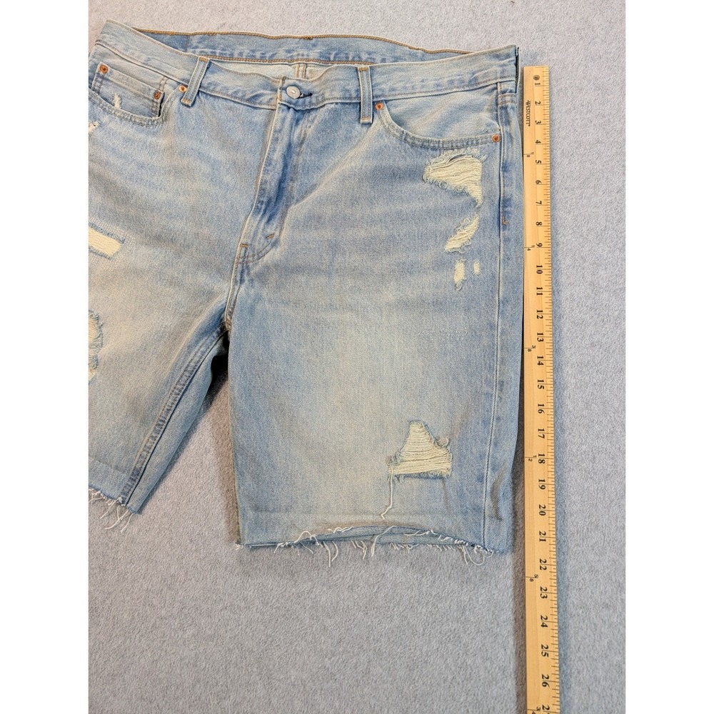 Levis 511 Slim Distressed Denim Shorts Mens 42 Light Wash Blue Ripped Frayed Hem - Picture 7 of 9